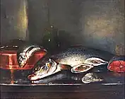 魚のある静物画、個人蔵