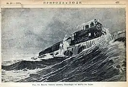 嵐の中を走るフロリダ・イースト・コースト鉄道の列車（1912年）