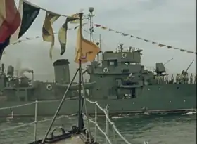 映画『甲午風雲』の撮影に使用される護衛艦49号
