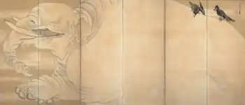 『白象黒牛図屏風』