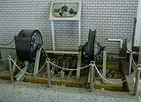 単線交走式ケーブルカーの車輪(東信貴ケーブル)