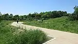 スロープを進んで公園中心部へ入る