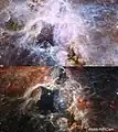 タランチュラ星雲のハッブルとウェッブの比較