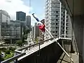テラスに掲げられているチリ国旗