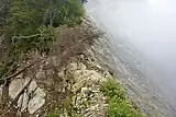 ナイフリッジ状の崩壊地
