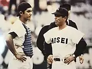左:1982年 阪神ドラフト1位 木戸克彦 右:鴨田監督