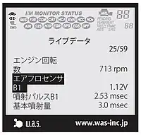 ライブデータの一覧表示(左)と、ライブデータの一グラフ表示(右)。