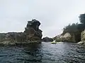 カエル岩と名付けられた沿岸部の奇岩