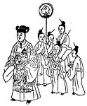 《中山伝信録》の琉球人服。中国の明王朝の漢服に似る