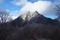 九折越付近から傾山(前傾・本傾・後傾)