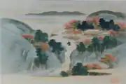 五條十八景で紹介された大澤寺の紅葉（三井丹丘・1804年）