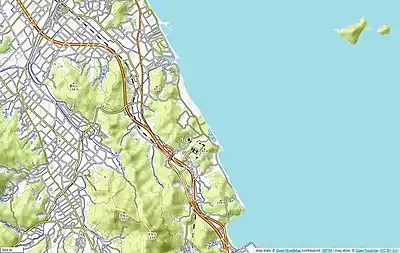 今治市桜井周辺地図(Open Topo Mapより)