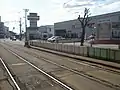 函館アリーナ前停留場・往線ホーム延長部分（2017年3月撮影）