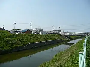 八田川の勝川口駅 - 味鋺駅間の鉄橋跡