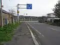 北海道道460号乙部厚沢部線と北海道道935号小黒部鰔川線の交差点（乙部町側から）