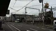復旧工事中の尾崎駅舎（2018年12月）