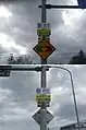 国道278号・終点キロポスト(2枚合成、上・起点側から、下・国道5号側から)