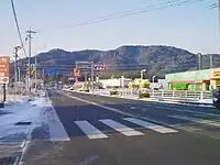阿高交差点から南側(松橋方面)を望む(2016年)