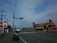 阿高交差点から北側(嘉島方面)を望む(2019年)