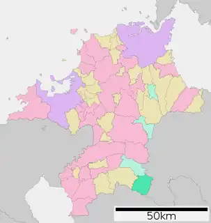 矢部村位置図