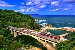 リアス線の大沢橋梁(2015年9月20日 白井海岸駅 - 堀内駅間)