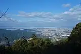 宝満山正面登山道からの大野城址と福岡市内