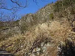 屋島登山道の断崖