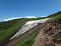 8月でも山頂直下に雪渓が残る