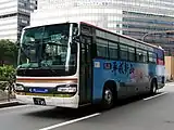 島原鉄道長崎200か145(日野KL-RU4FSEA)島鉄の2代目専用車両で平成新山のラッピングが施されている