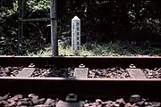 信号機横にある会社境界表示（1989年）