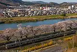 徐行運転を行う東北本線の電車