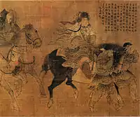 『文姫帰漢図』(1200年頃):女真族のファッションで描かれた蔡文姫(才色兼備で有名な古代中国の女性)