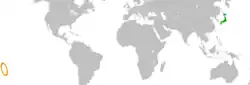 JapanとCook Islandsの位置を示した地図