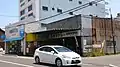 駅前跡タクシー営業所（2014年6月撮影、「忠節駅前」表記の看板あり）
