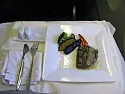 日本航空エグゼクティブクラス機内洋食(メイン一例)