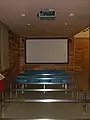 江差山車会館内の映像展示用150インチ大型スクリーン