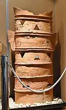 鰭付楕円形円筒埴輪(柏原市指定文化財)柏原市立歴史資料館展示。