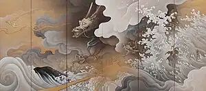 龍虎図屏風 1895(明治28)年、静嘉堂文庫美術館