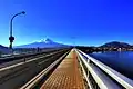 橋上の様子と富士山。