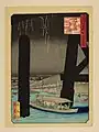 江戸時代1800年代の浪花橋夕涼、国員画 浪花百景より。当時、難波橋の辺りは夕涼み、花見、月見の舟遊びの拠点であった。