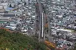 烏ヶ崎展望デッキからの眺望（北上する東北新幹線）