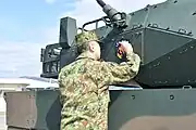 16式機動戦闘車に描かれた部隊シンボルに入魂