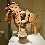 2号墳出土 馬形・馬曳き形埴輪(奈良県指定文化財)唐古・鍵考古学ミュージアム展示。