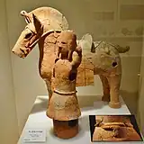 2号墳出土 馬形・馬曳き形埴輪(奈良県指定文化財)唐古・鍵考古学ミュージアム展示。
