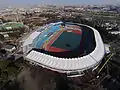 南側上空より。左側が等々力球場（改築前）。2015年2月撮影。
