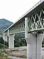 支承のある橋脚（右端）と剛結された橋脚
