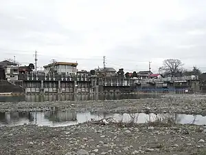 「固定堰」と「仮設堰」の組み合わせ(羽村取水堰)