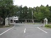 パーク入り口に保存されている旧鮎貝沢橋の親柱