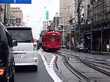 美濃町線乗り場のモ590形
