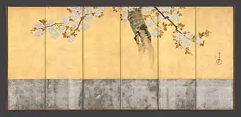 桜図屏風(メトロポリタン美術館)